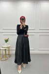 Small Stone Pleated Skirt Black
