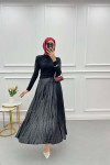 Small Stone Pleated Skirt Black