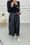Small Stone Pleated Skirt Black