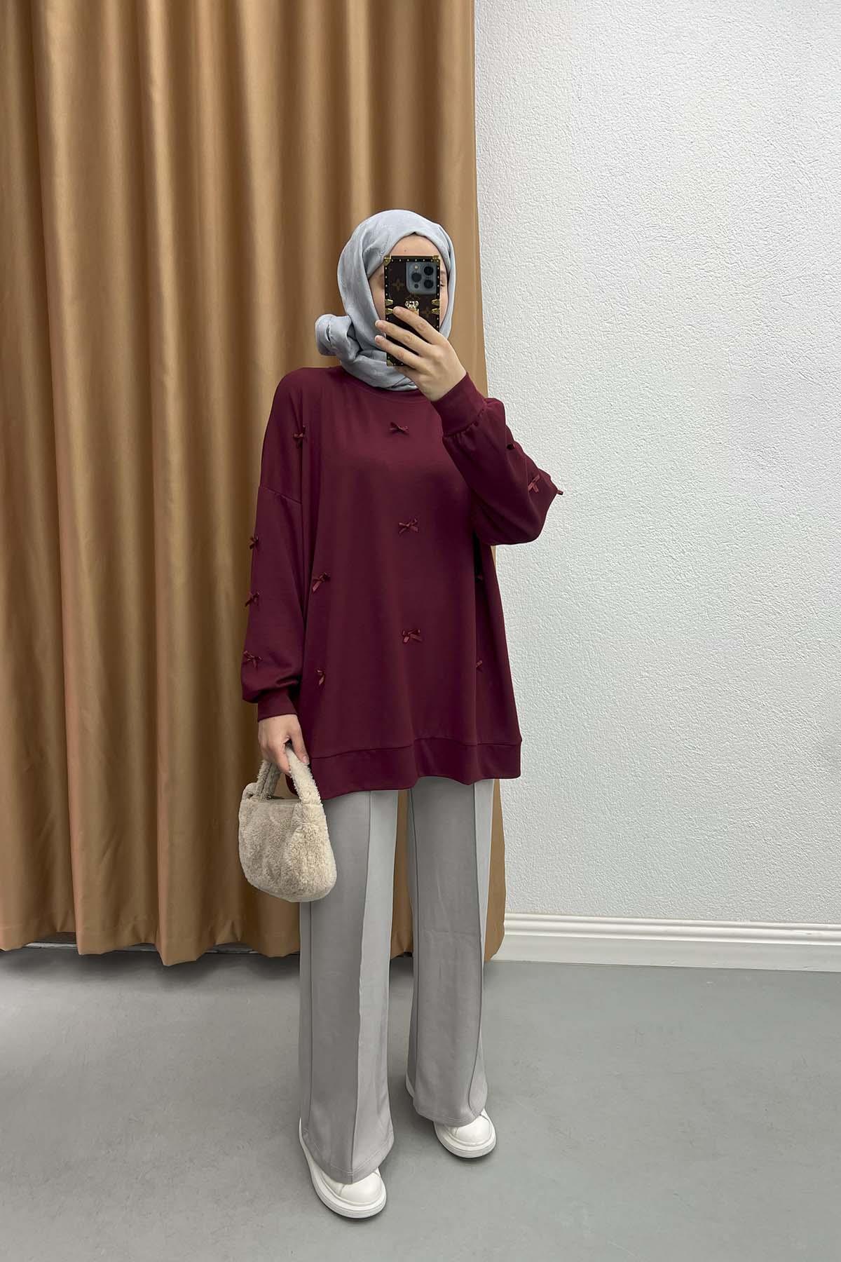 Ribboned Oysh Tunic Claret Red