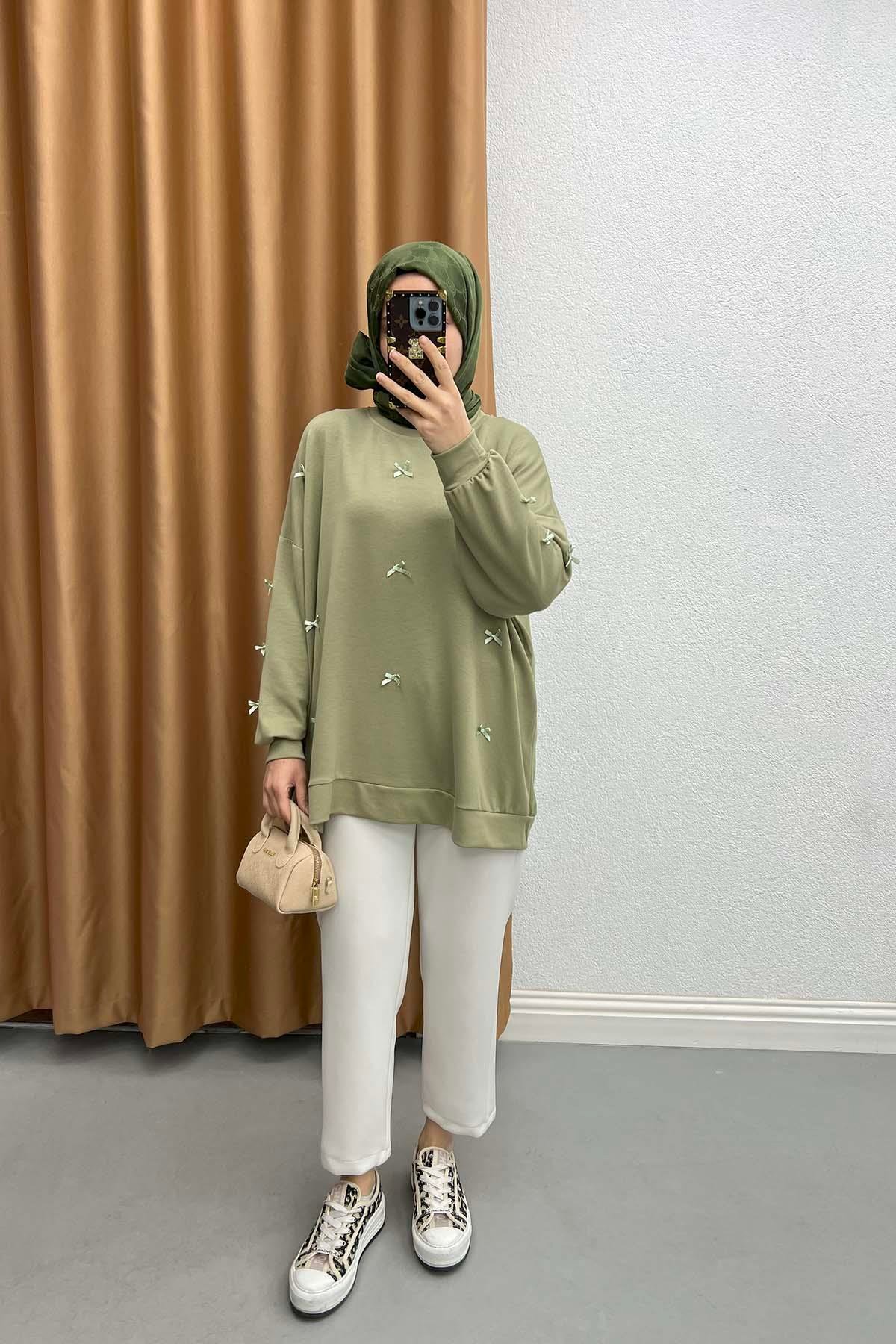Ribboned Oysh Tunic Soft Green