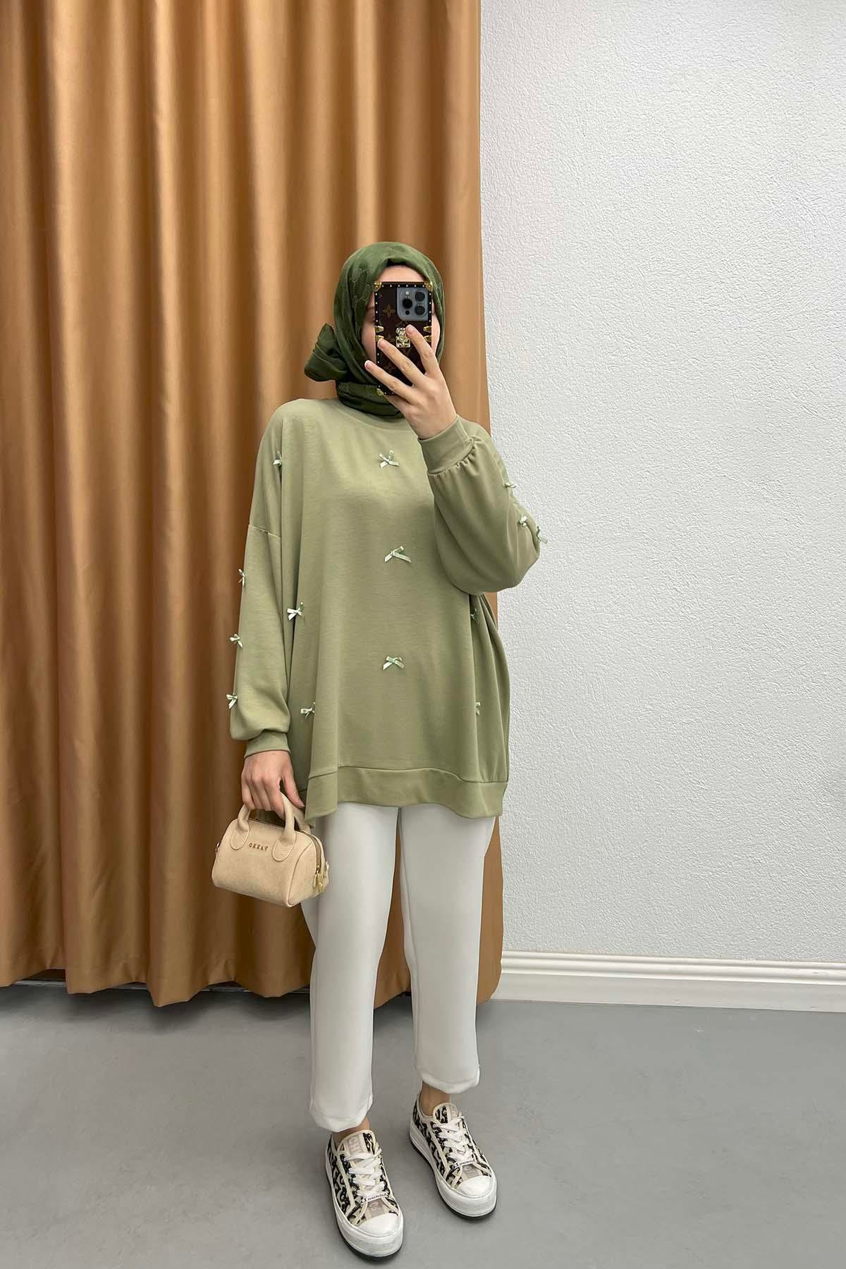 Ribboned Oysh Tunic Soft Green