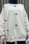 Ribbon Sweatshirt Beige