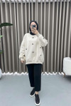 Ribbon Sweatshirt Beige