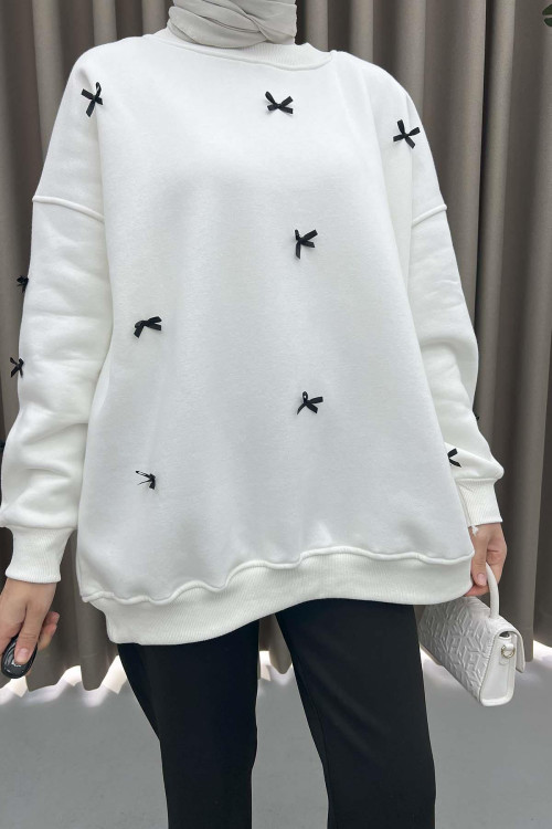 Ribbon Sweatshirt White