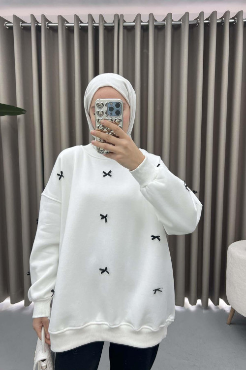 Ribbon Sweatshirt White