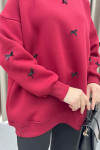 Ribbon Sweatshirt Claret Red