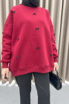 Ribbon Sweatshirt Claret Red