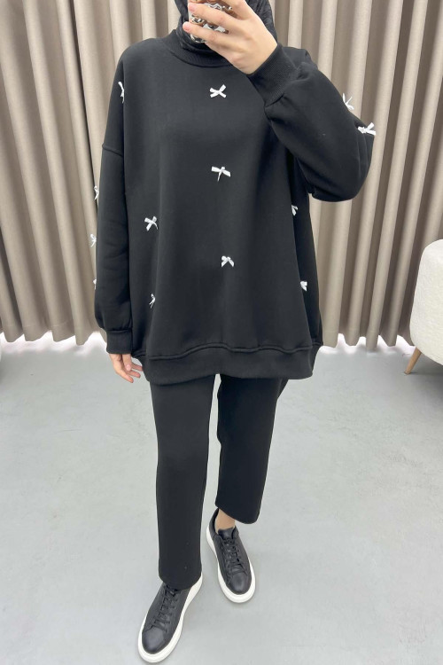 Ribbon Sweatshirt Black