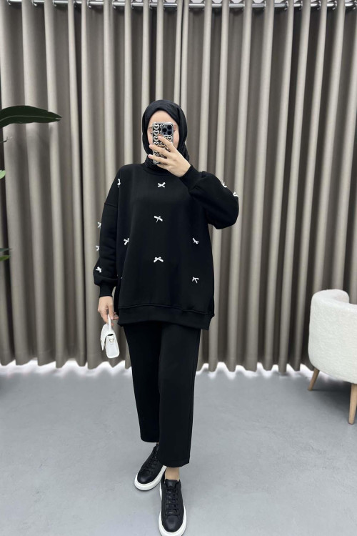 Ribbon Sweatshirt Black