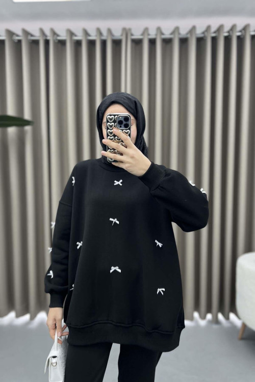 Ribbon Sweatshirt Black