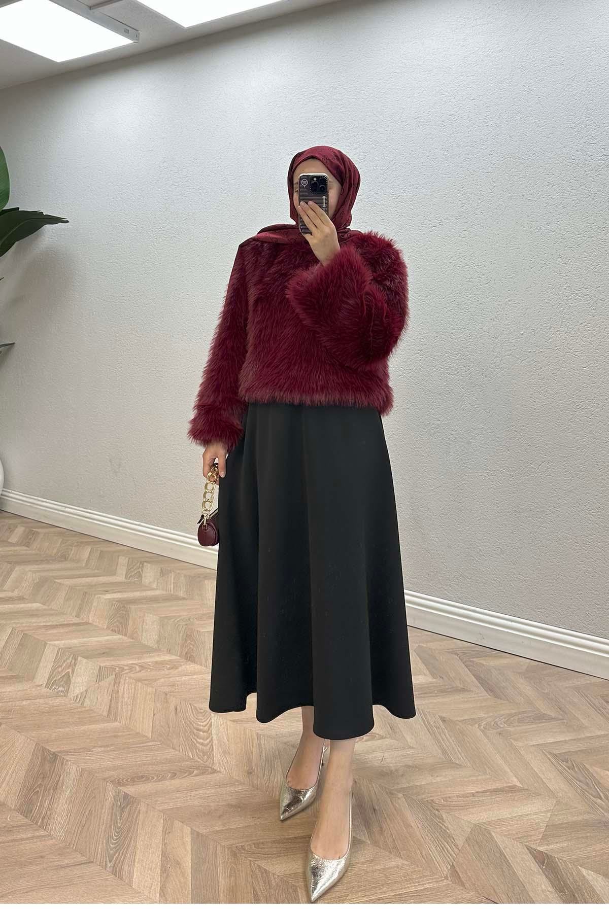 Sare Fashion Fur (Lined) Coat Claret Red