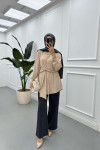 Sare Fashion Aerobin Shirt Beige with Belt Detail