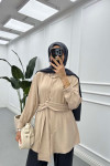 Sare Fashion Aerobin Shirt Beige with Belt Detail