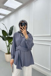 Sare Fashion Aerobin Shirt Gray with Belt Detail