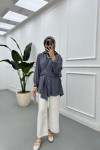 Sare Fashion Aerobin Shirt Gray with Belt Detail
