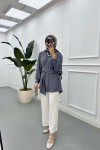Sare Fashion Aerobin Shirt Gray with Belt Detail