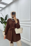 Sare Fashion Aerobin Shirt Brown with Belt Detail
