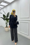 Sare Fashion Aerobin Shirt Black with Belt Detail