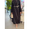 Sare Fashion Black Linen Dress with Sash Detail and Piping