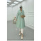 Sare Fashion Mint Linen Long Shirt with Belt Detail