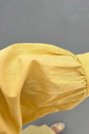 Sare Fashion Linen Long Shirt with Belt Detail in Yellow