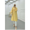 Sare Fashion Linen Long Shirt with Belt Detail in Yellow