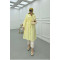 Sare Fashion Linen Long Shirt with Belt Detail Oil Yellow