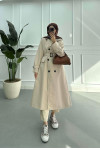 Sare Fashion Belted Lined Trench Coat Beige