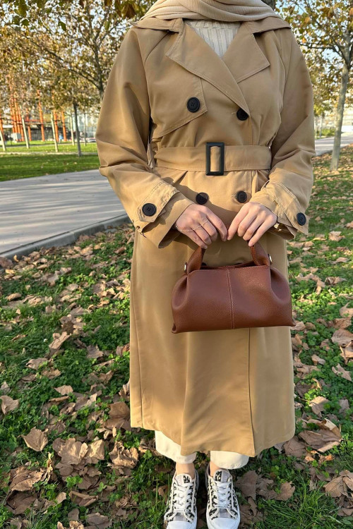 Sare Fashion Belted Lined Trench Coat Brown Sare Fashion Belted Lined Trench Coat Brown