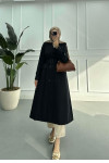 Sare Fashion Belted Lined Trench Coat Black