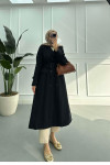 Sare Fashion Belted Lined Trench Coat Black
