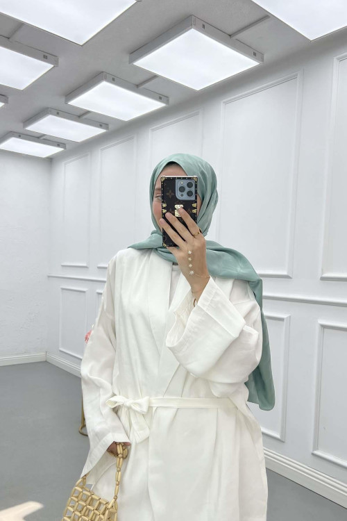 Sare Fashion Belted Jacket Kimono Suit White