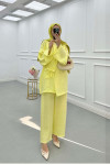 Sare Fashion Belted Jacket Kimono Suit Yellow