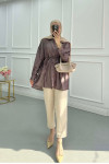 Sare Fashion Belted Crush Shirt Burgundy