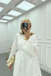 Sare Fashion Belted Linen Suit White