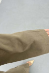 Sare Fashion Belted Linen Suit Khaki