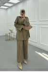 Sare Fashion Belted Linen Suit Khaki