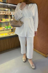 Sare Fashion Belted Kimono White