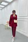 Sare Fashion Belted Kimono Burgundy