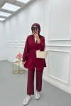 Sare Fashion Belted Kimono Burgundy
