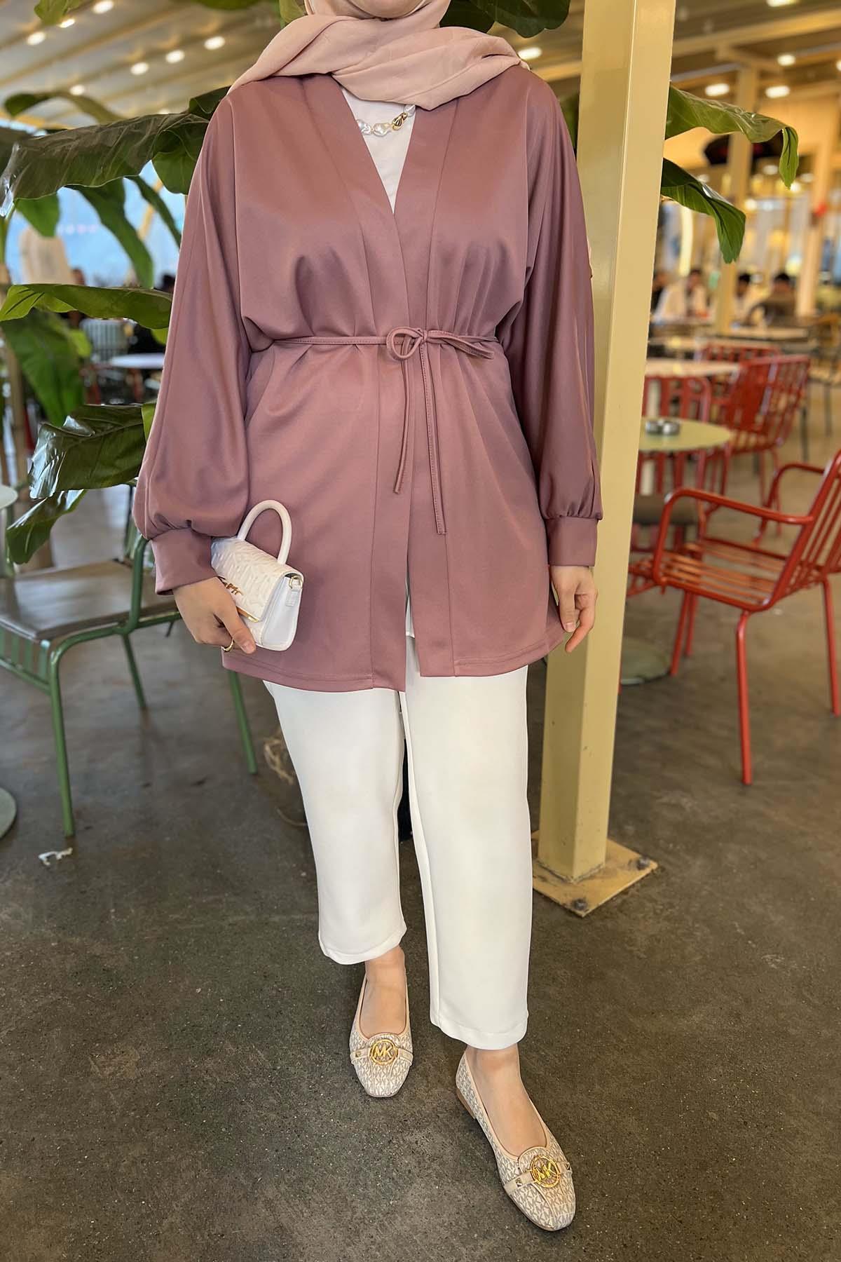Sare Fashion Belted Kimono Dusty Rose