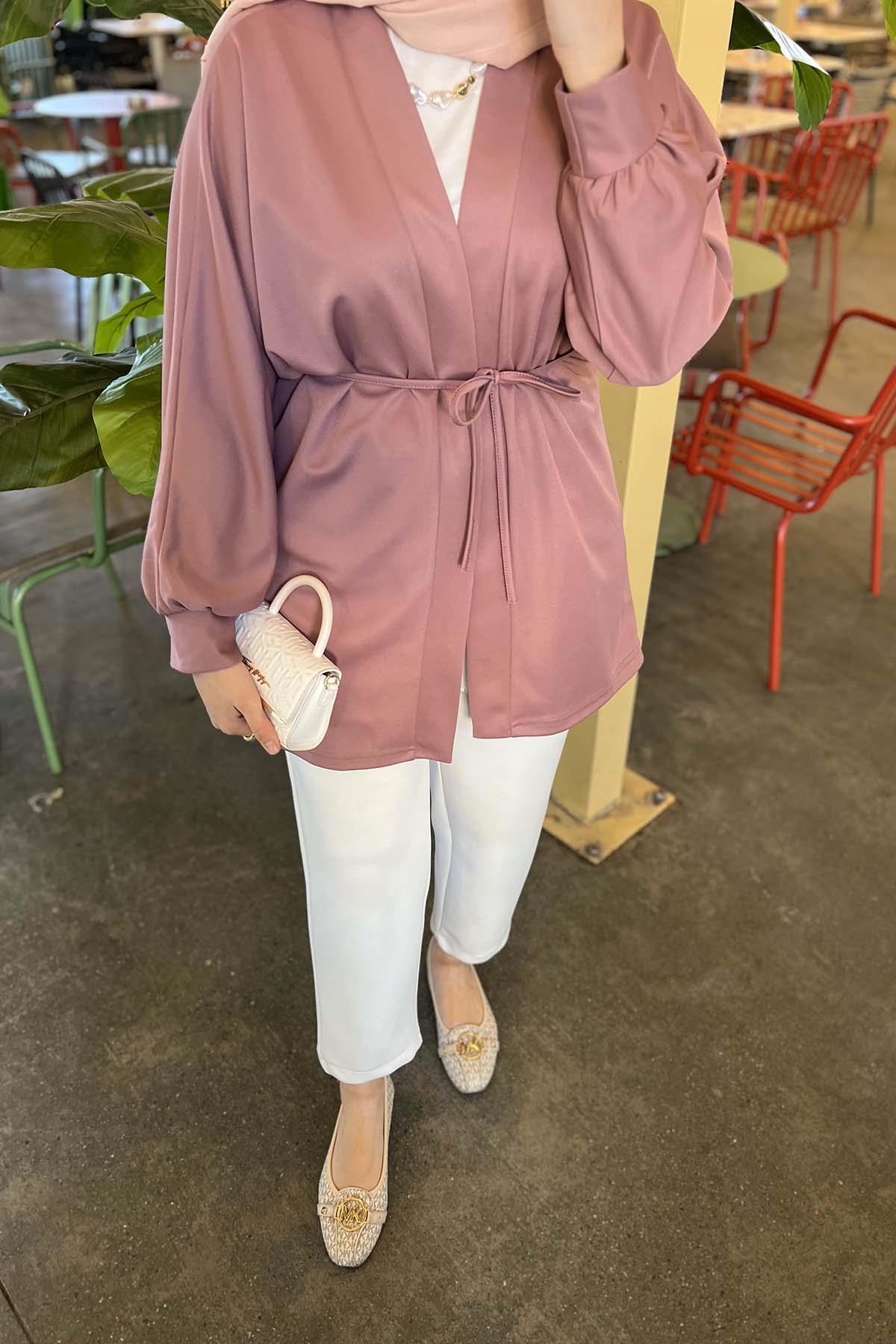 Sare Fashion Belted Kimono Dusty Rose