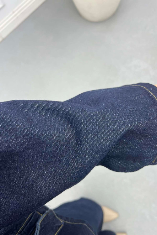 Sare Fashion Belted Denim Suit Navy Blue Sare Fashion Belted Denim Suit Navy Blue