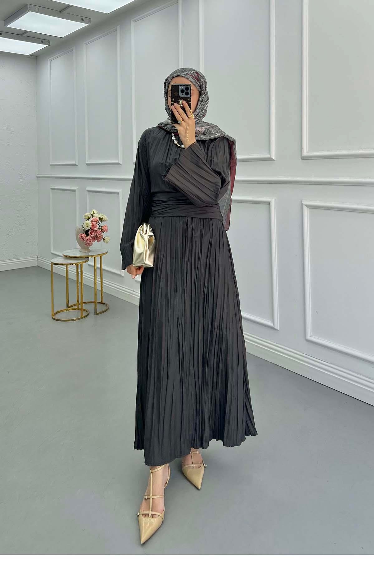 Sare Fashion Belted Kash Dress Anthracite