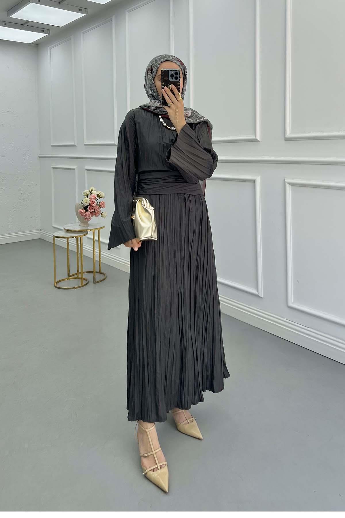 Sare Fashion Belted Kash Dress Anthracite
