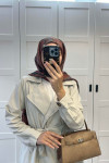 Sare Fashion Belted Trench Coat Beige