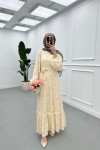 Sare Fashion Belted Tulle Dress Beige