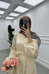 Sare Fashion Belted Tulle Dress Beige