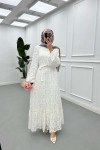 Sare Fashion Belted Tulle Dress White